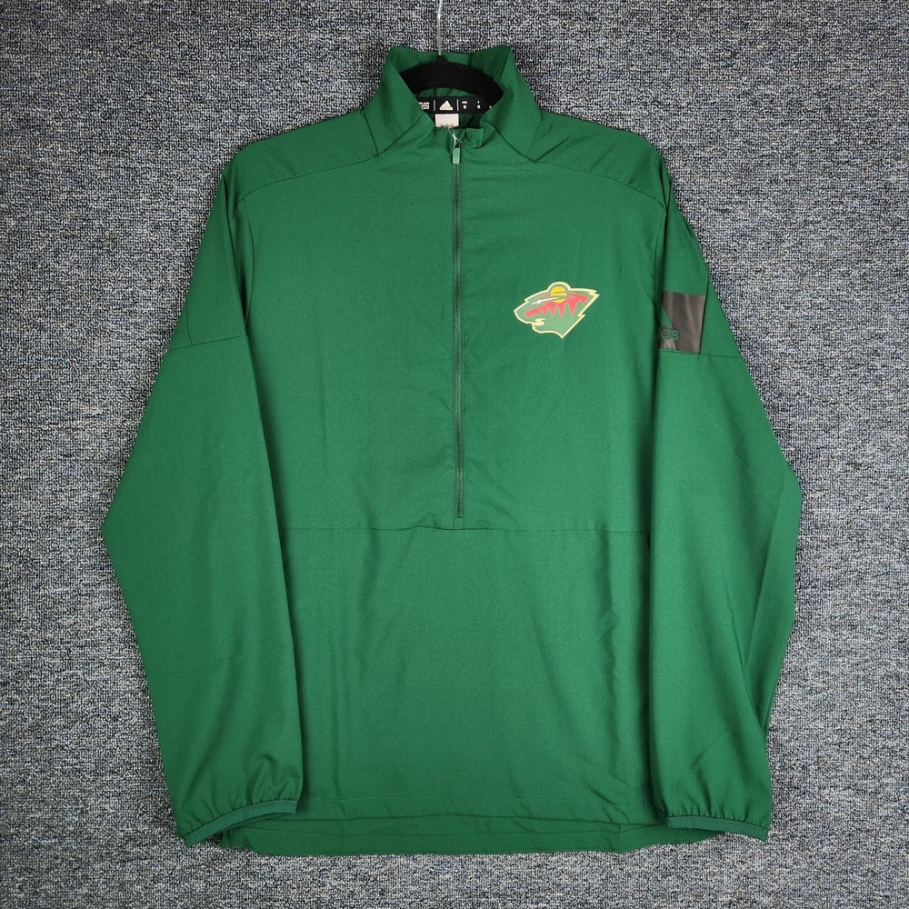 Adidas‎ Minnesota Wild NHL 1/2 Zip Lightweight Long Sleeve Green Top